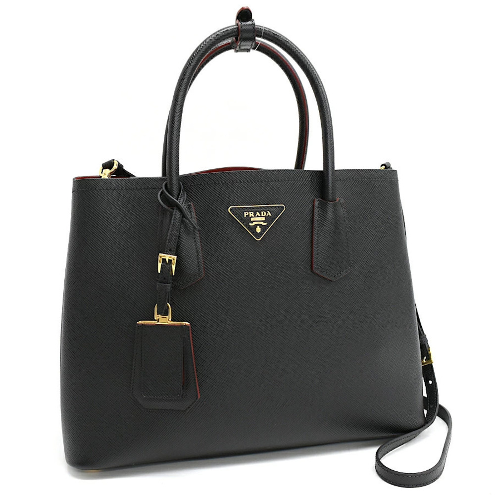 Prada Double Handbag Leather Black Saffiano bag